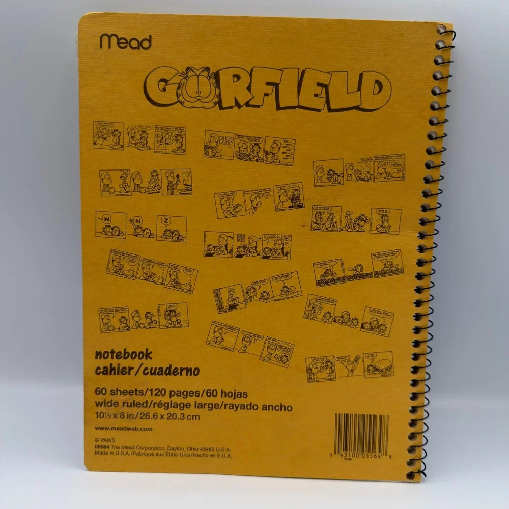Vintage Mead Garfield Spiral Notebook My Door Is Always Open Wide Ruled 05564
